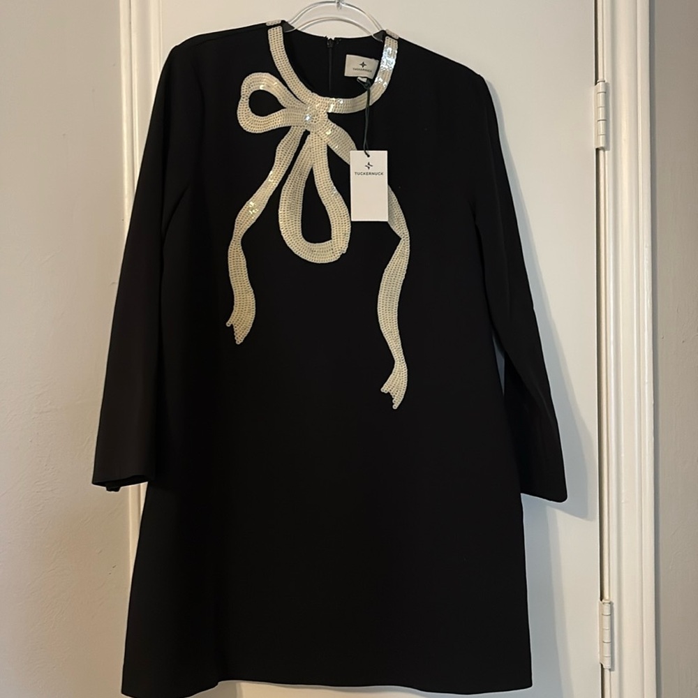 Tuckernuck | NEW Black Bow Jamie Long Sleeve Sequins Mini Dress Size L
